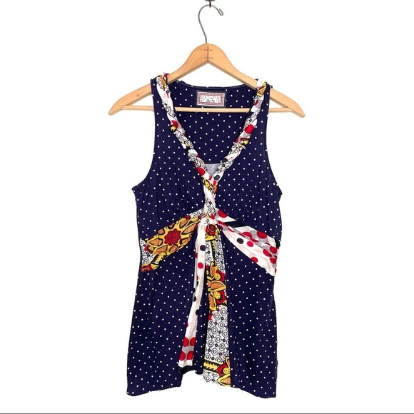 Anthropologie | Blue and White Polka Dot Tank Top - Picture 1 of 7